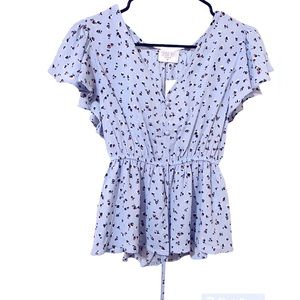 Sienna Sky Medium baby blue more pastel with white black brown design